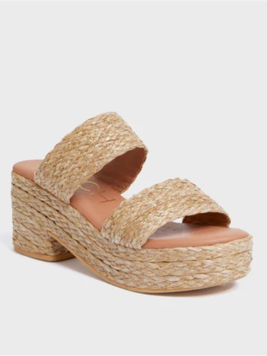 Matisse Shoes - Matisse Beach Cognac Ocean Ave Braided Raffia Platform Sandals